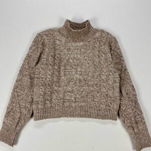 Jessica Simpson Cable Knit Turtleneck Sweater Brown